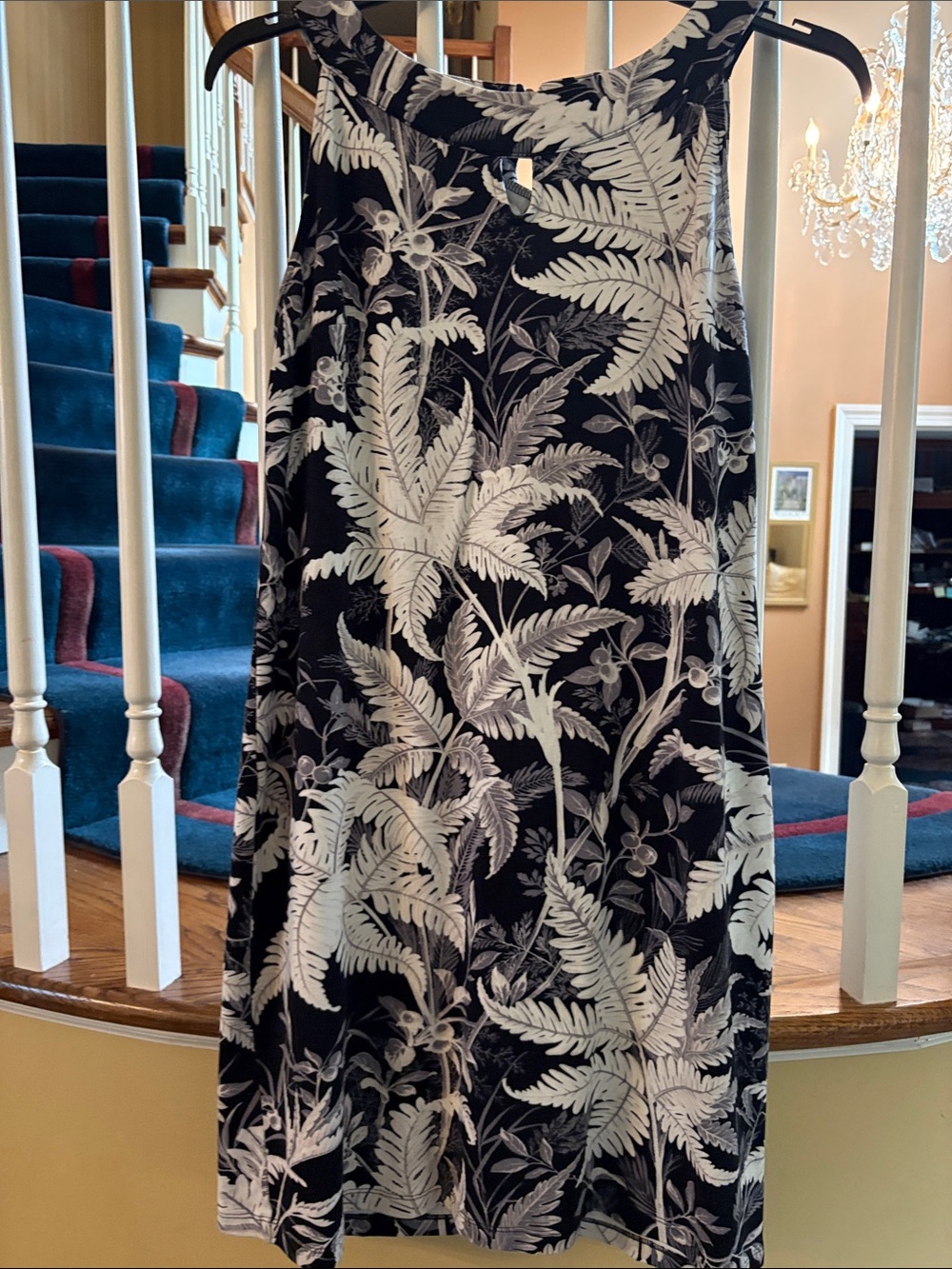 Talbots Black and White Tropical A-Line Skirt